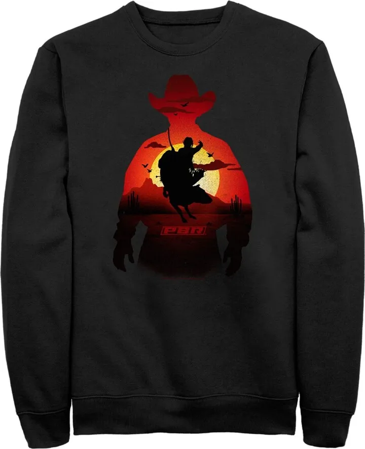 Men's Professional Bull Riders Sunset Cowboy Silhouette Sweatshirt - Black - 2X Large