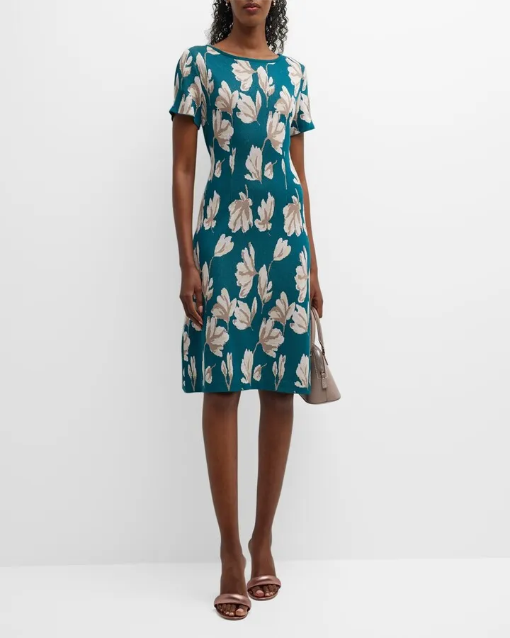 Soft Knit Floral-Print Dress