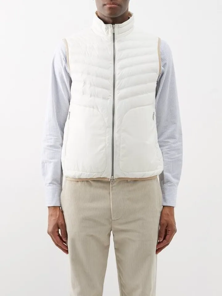 High-neck Quilted-shell Down Gilet