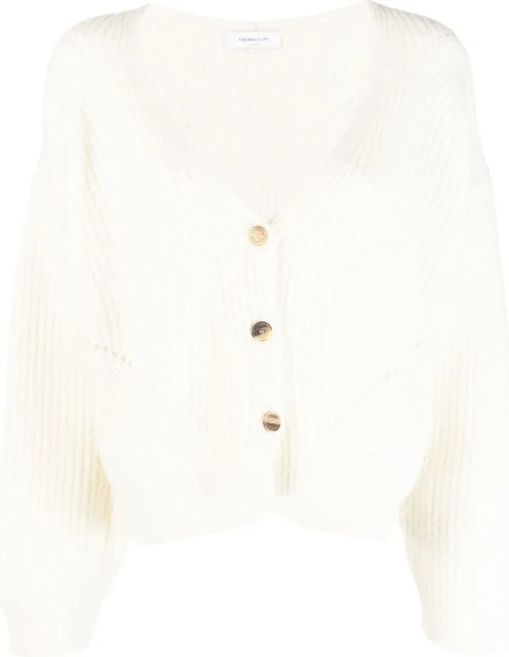 V-neck knitted cardigan