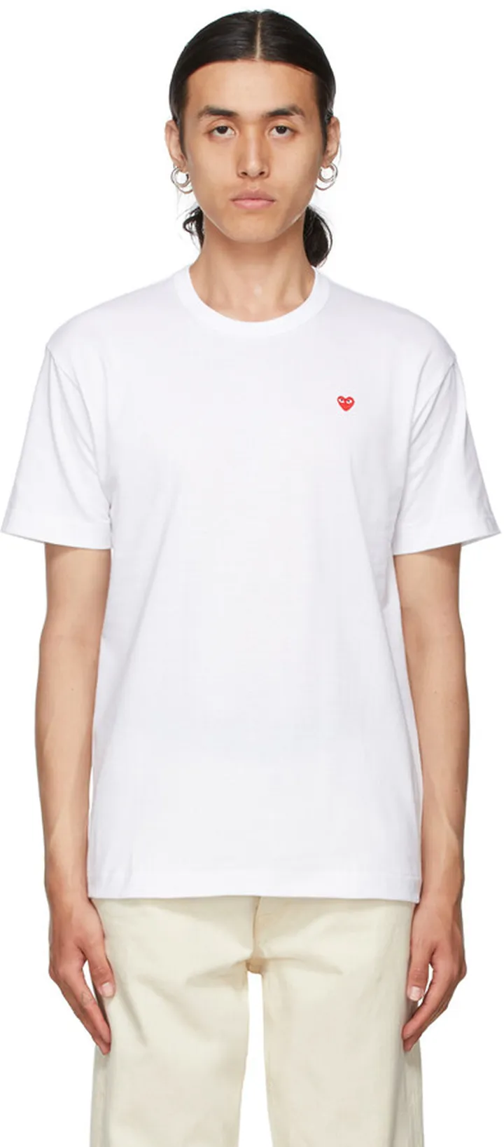 Comme des Garçons Play White & Red Little Heart Patch T-Shirt