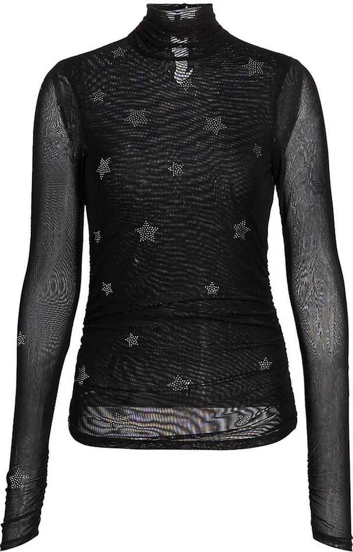 Star Mesh Turtleneck Top