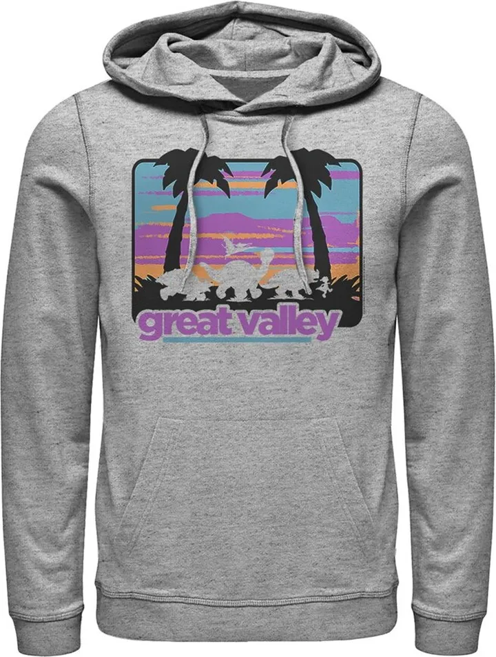 Men's The Land Before Time Retro Great Valley Pull Over Hoodie - Athletic Heather - Medium