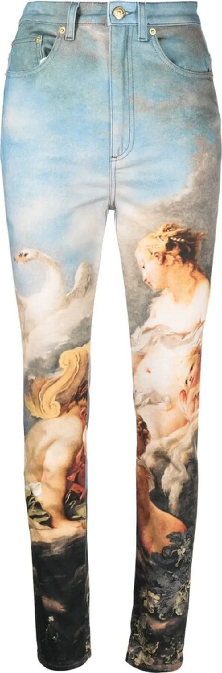 Painting-Print Slim-Fit Jeans