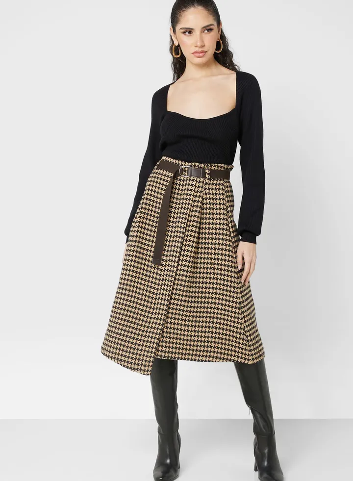 Pleat Printed Skirt