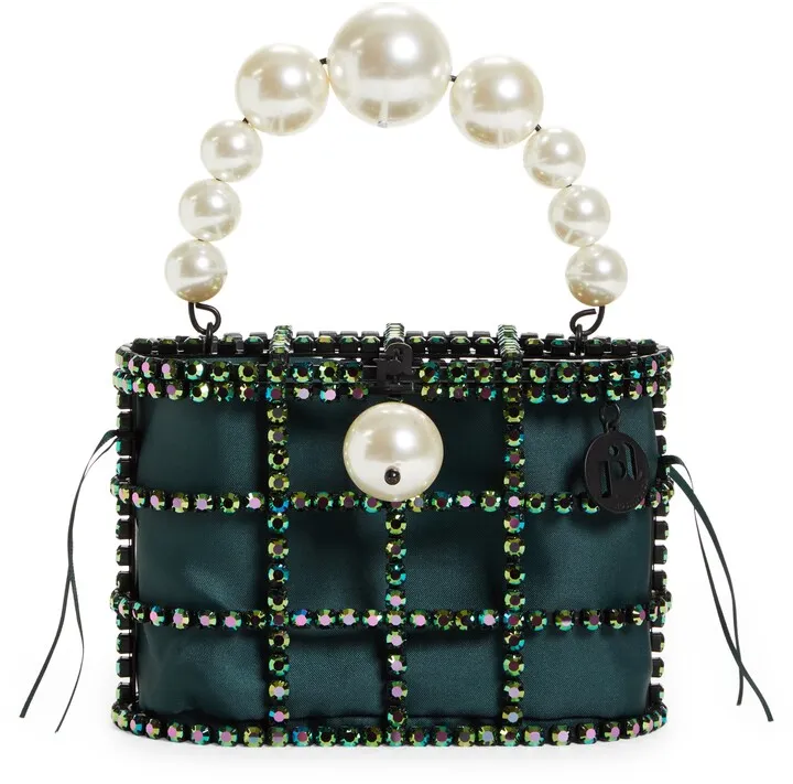 Holli Crystal & Imitation Pearl Satin Handbag