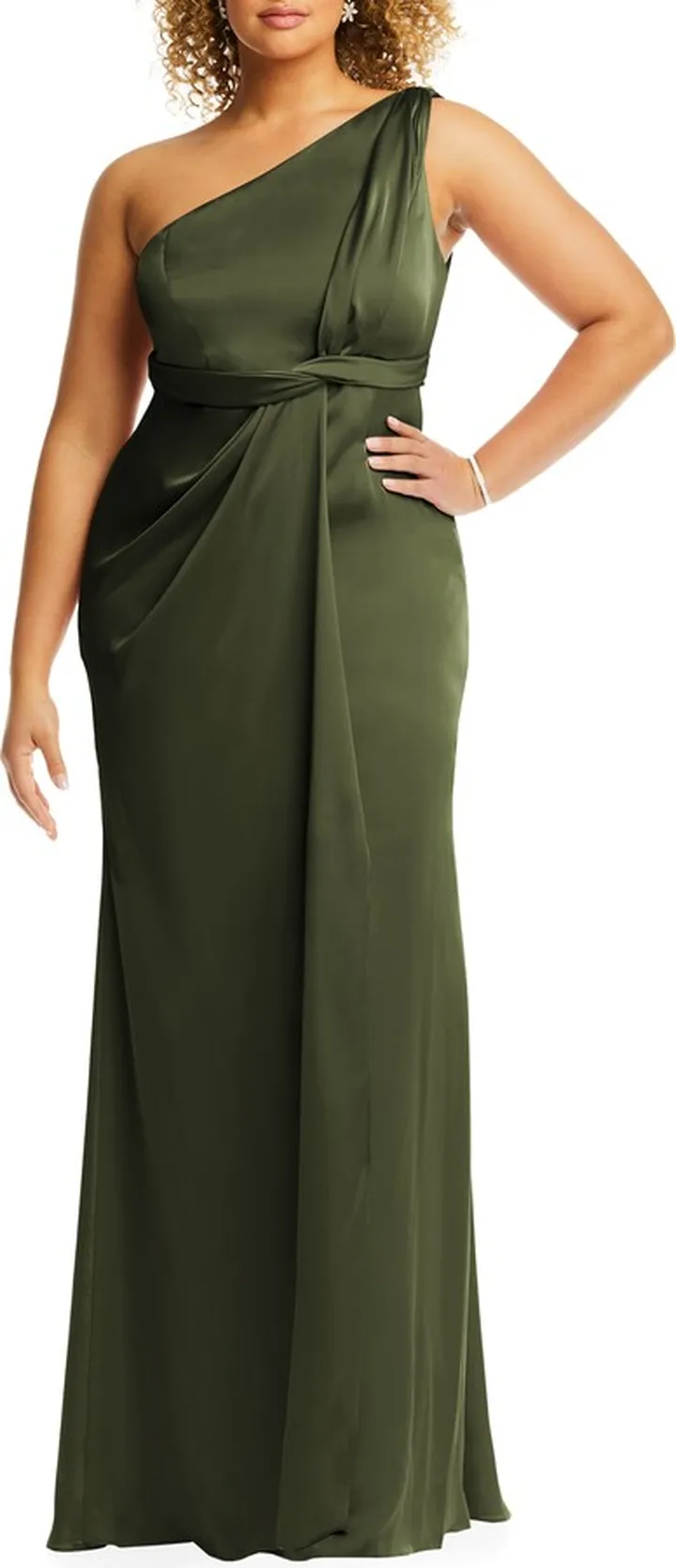 One-Shoulder Satin Gown