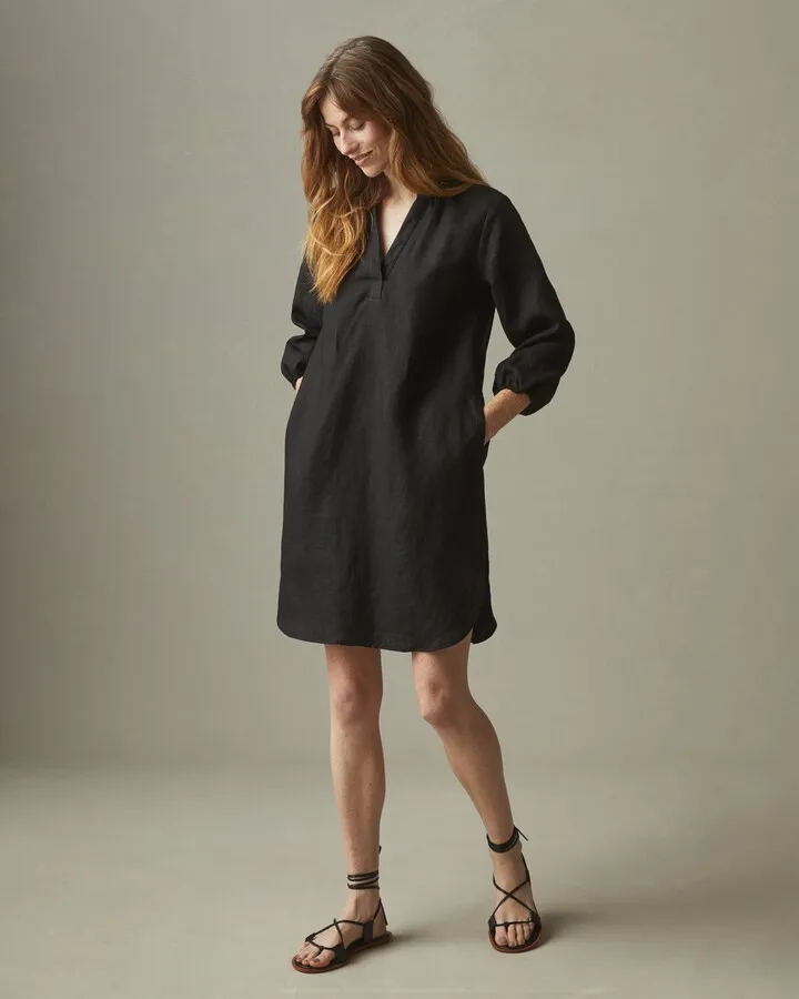 Linen Tunic Dress - Meteorite