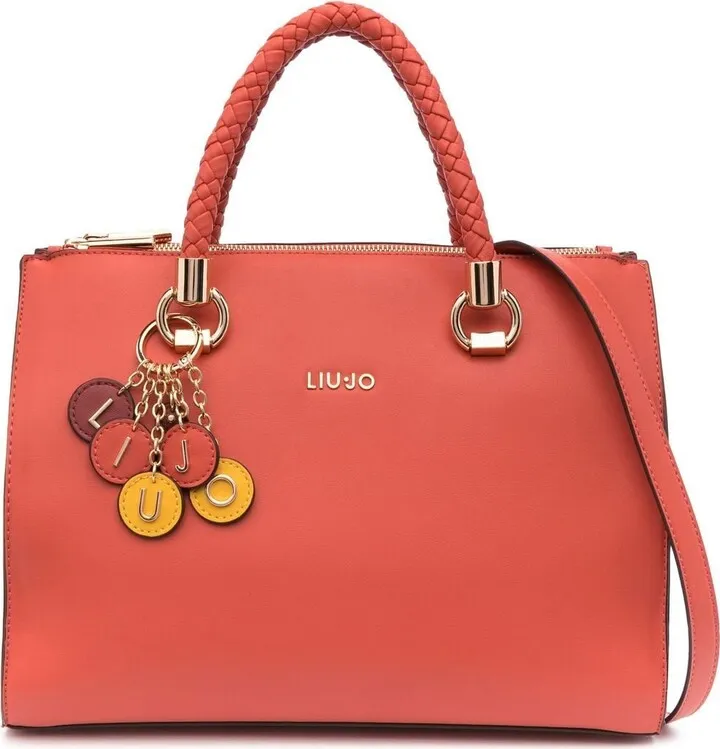 Faux-Leather Logo-Lettering Tote Bag