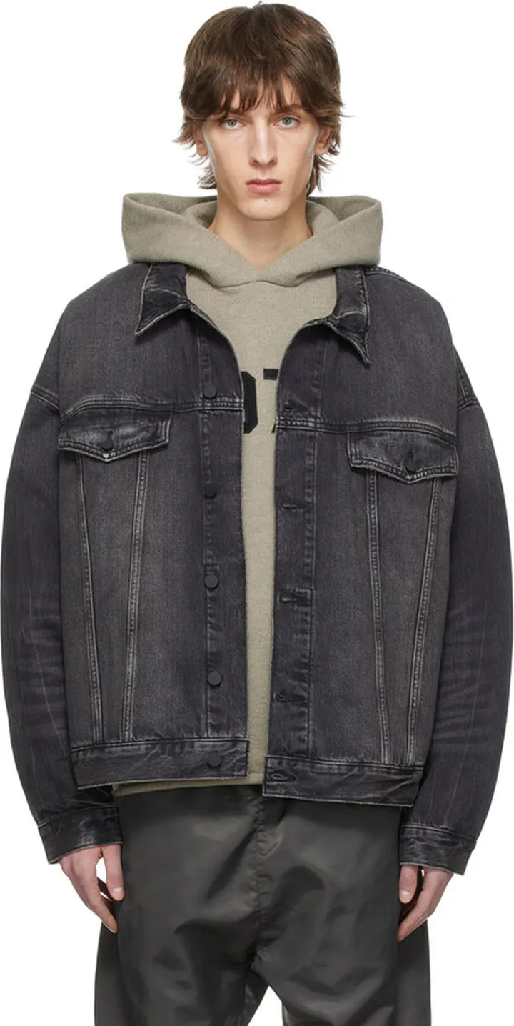 Essentials Black Faded Denim Jacket