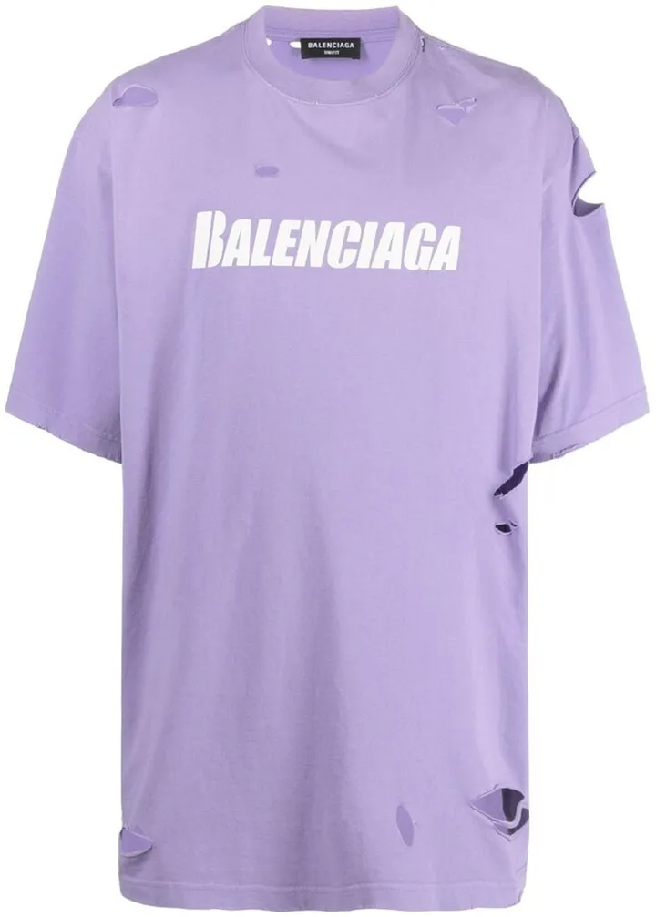 logo print distressed-finish T-shirt