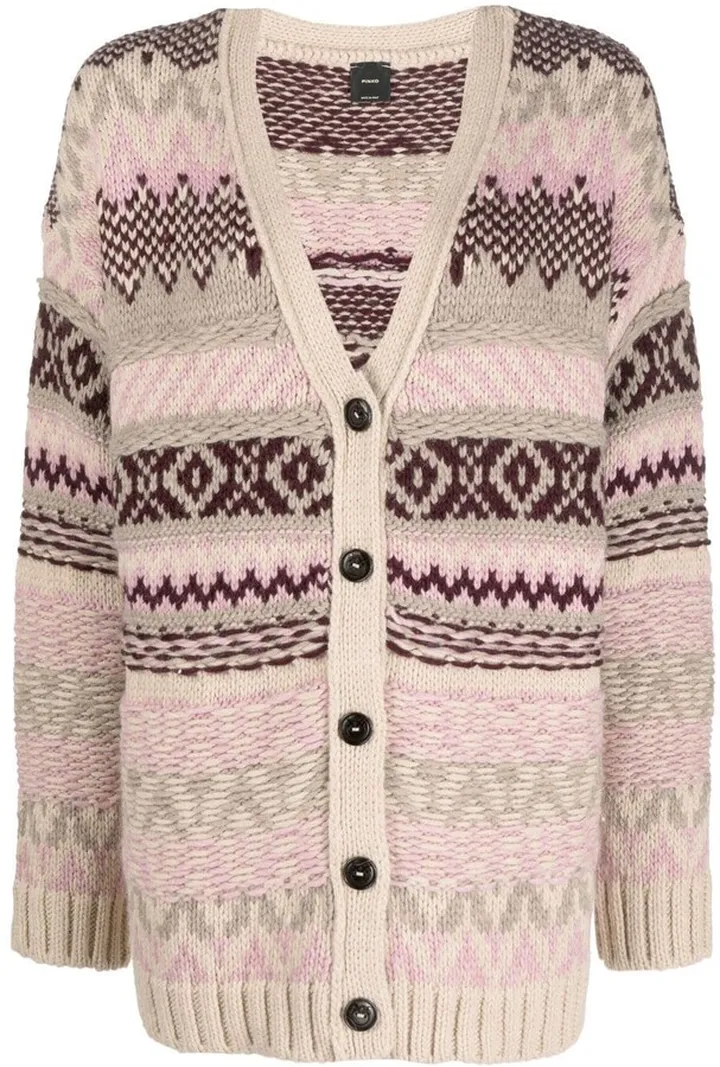 intarsia-knit V-neck cardigan