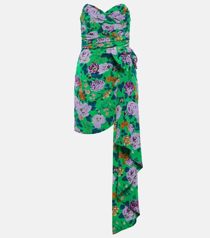 Floral silk bustier minidress