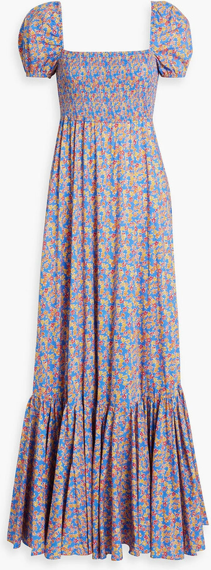 Gianna shirred floral-print cotton-blend poplin maxi dress