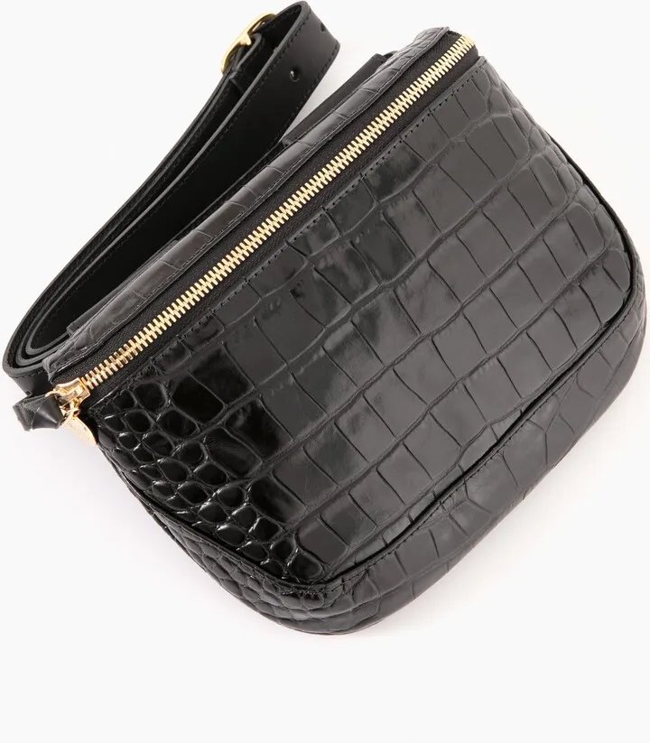 Black Croco Fanny Pack