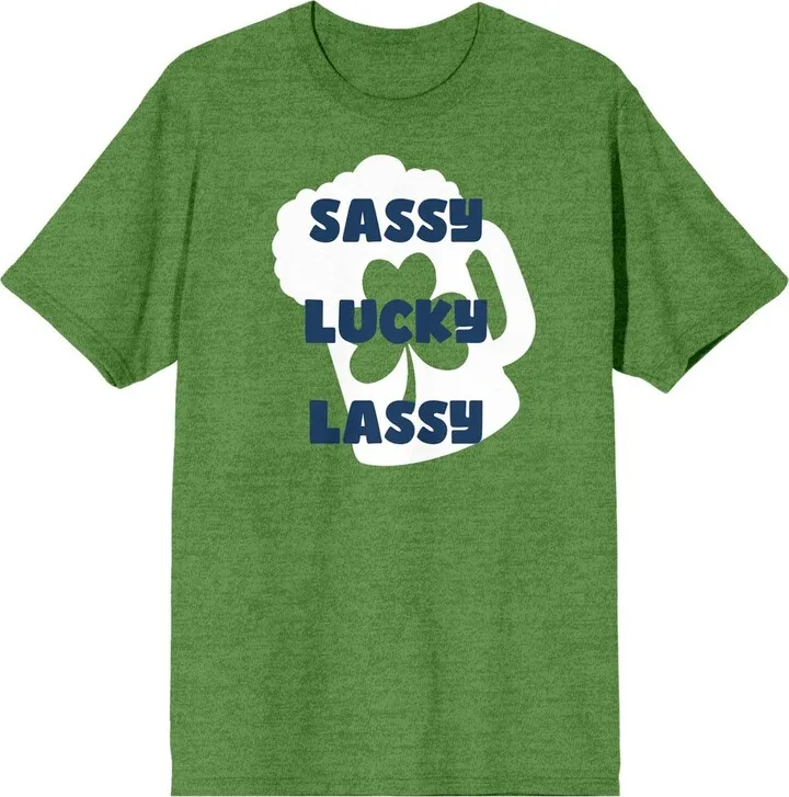 St. Patrick’s Day Sassy Lucky Lassy Crew Neck Short Sleeve Irish Heather Women’s T-shirt-Large