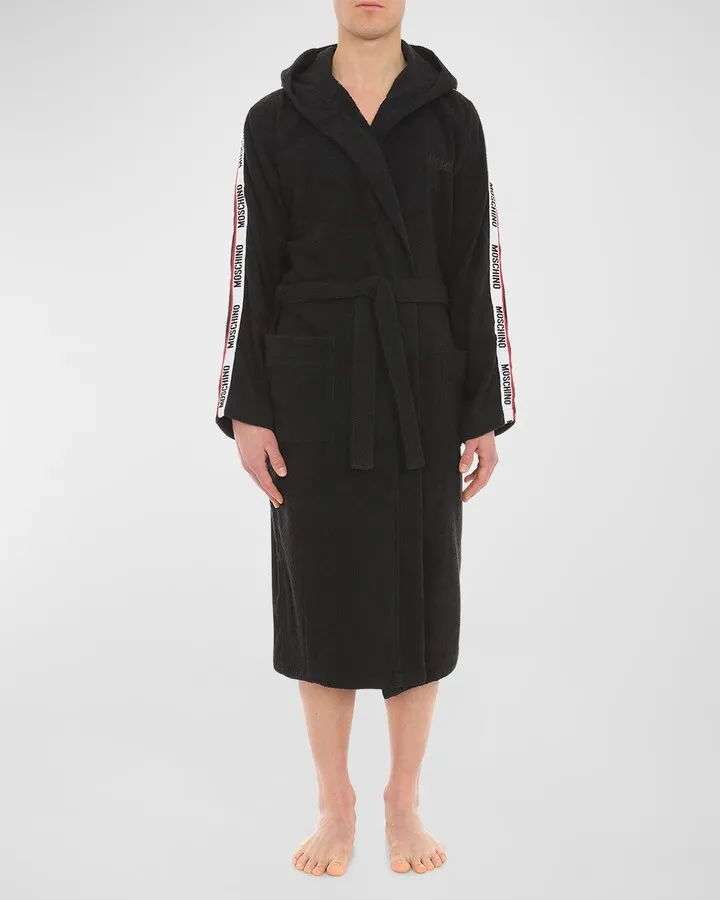 Men's Hooded Logo-Tape Robe