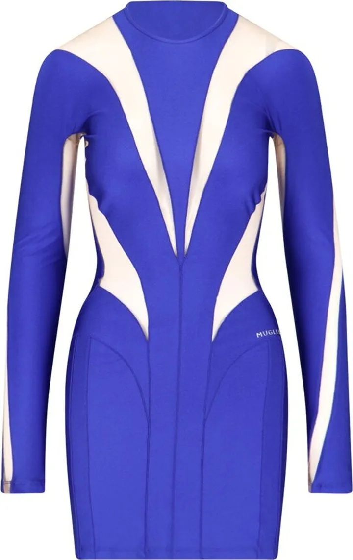 Mugler Logo Detailed Two-Tone Mini Dress