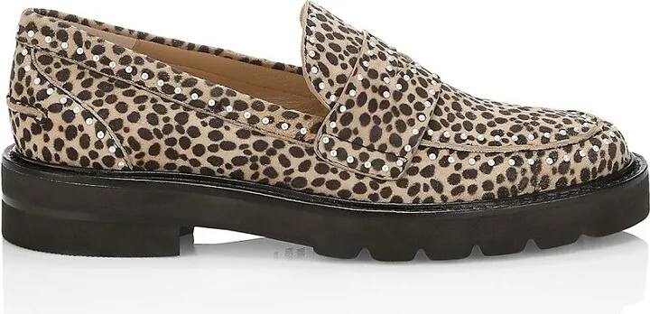 Women's Parker Lift Embellished Animal-Print Calf Hair Loafers