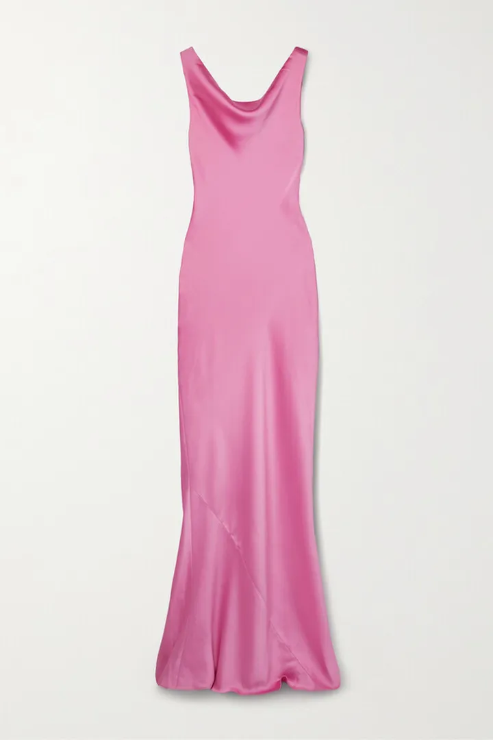 Norma Kamali - Maria Draped Satin Gown - Pink
