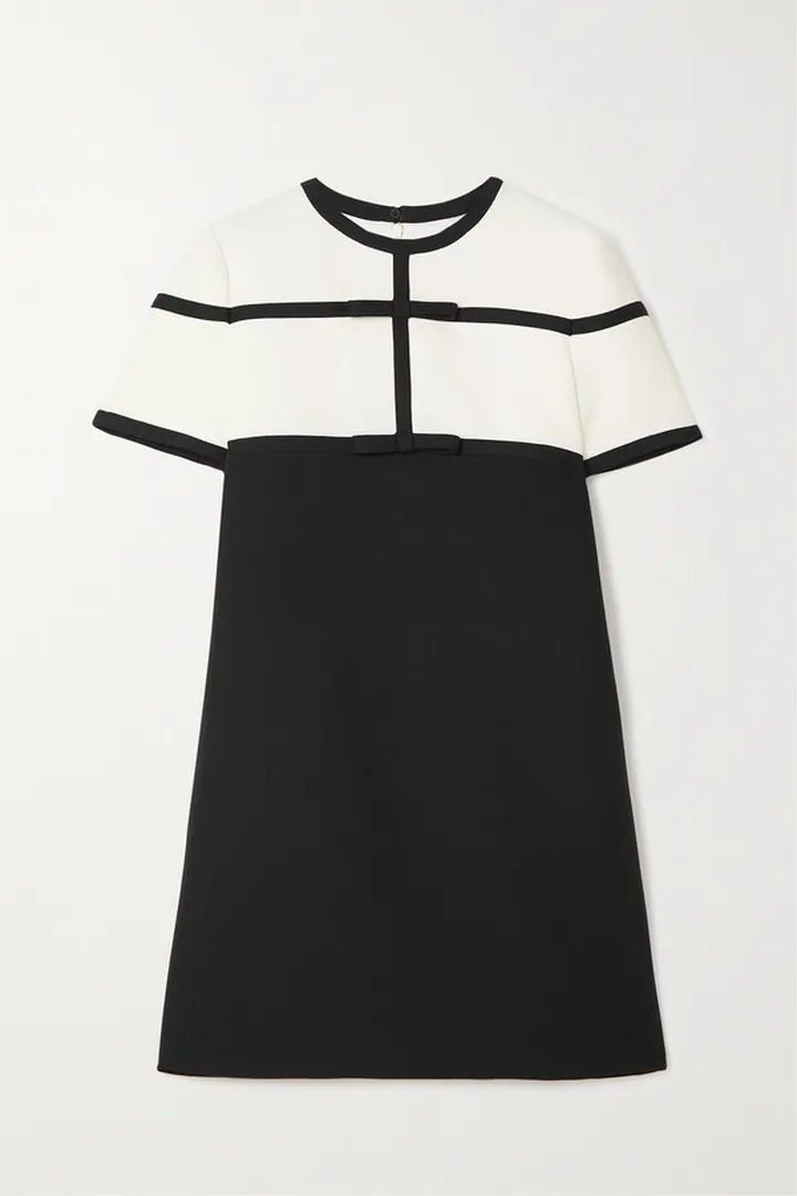 Valentino Garavani - Bow-detailed Wool And Silk-blend Crepe Mini Dress - Black