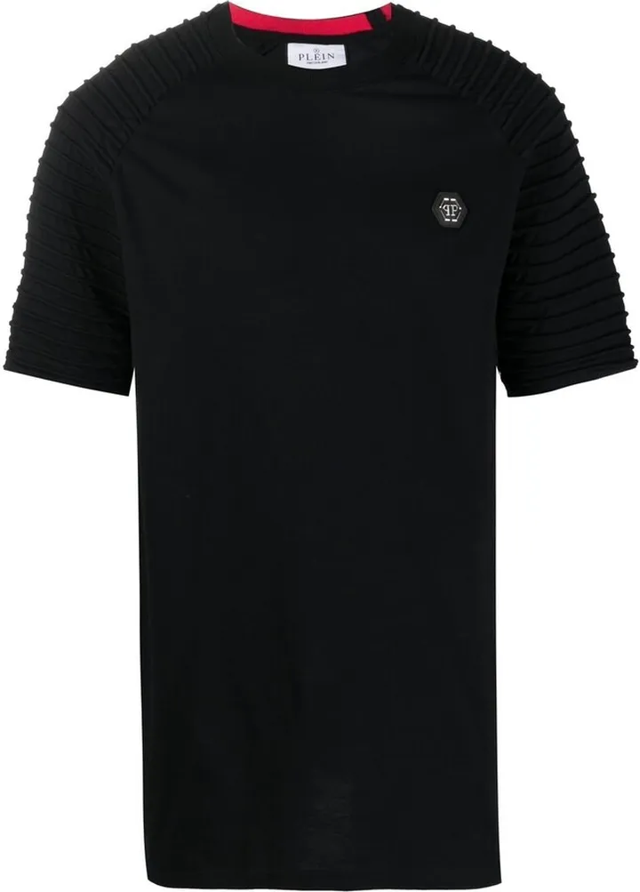 pleat-detail logo T-shirt