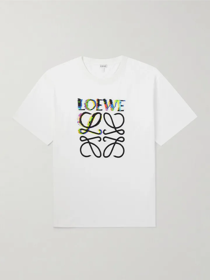Logo Glitch-Print Cotton-Jersey T-Shirt