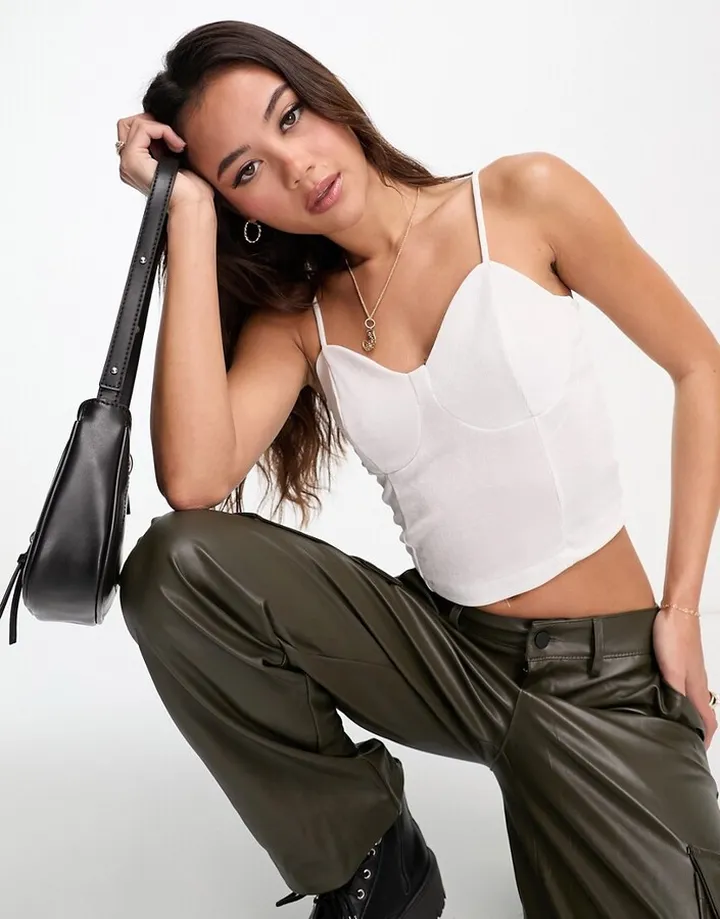 Pieces corset cami top in white