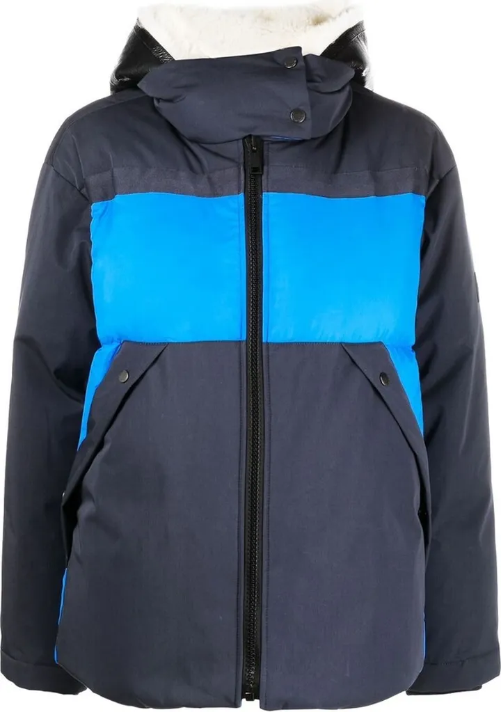 Shearling-Bib Hooded Down Jacket