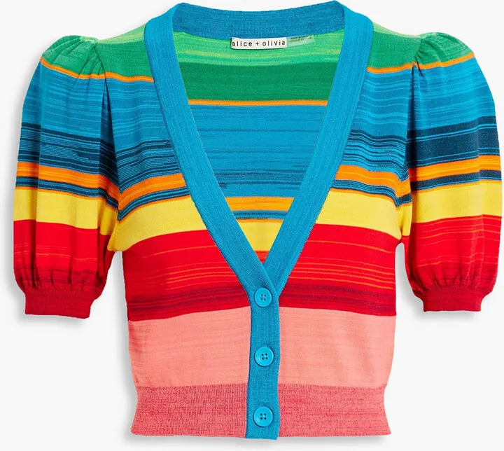 Romi cropped striped jacquard-knit cardigan