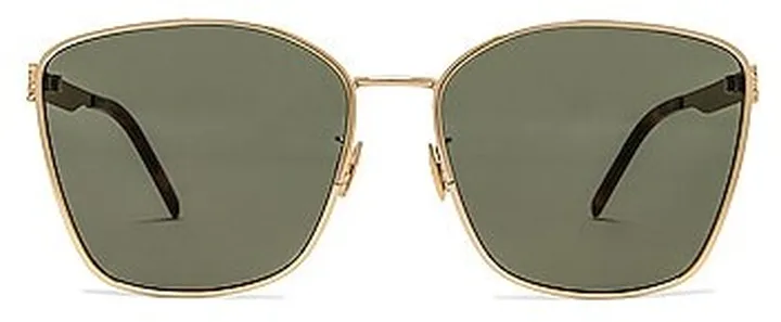 Saint Laurent Square Metal Sunglasses in Metallic Gold