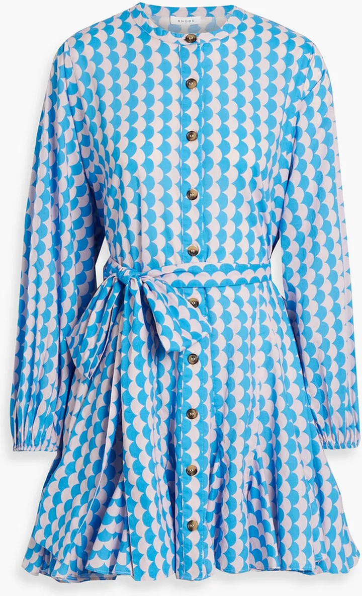 Emma fluted printed cotton mini dress