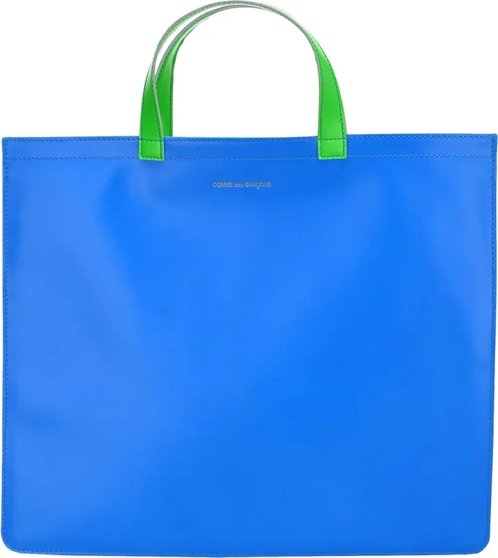Two Tone Leather Super Fluo Tote Bag By Comme Des Garçons Wallet. Featurin