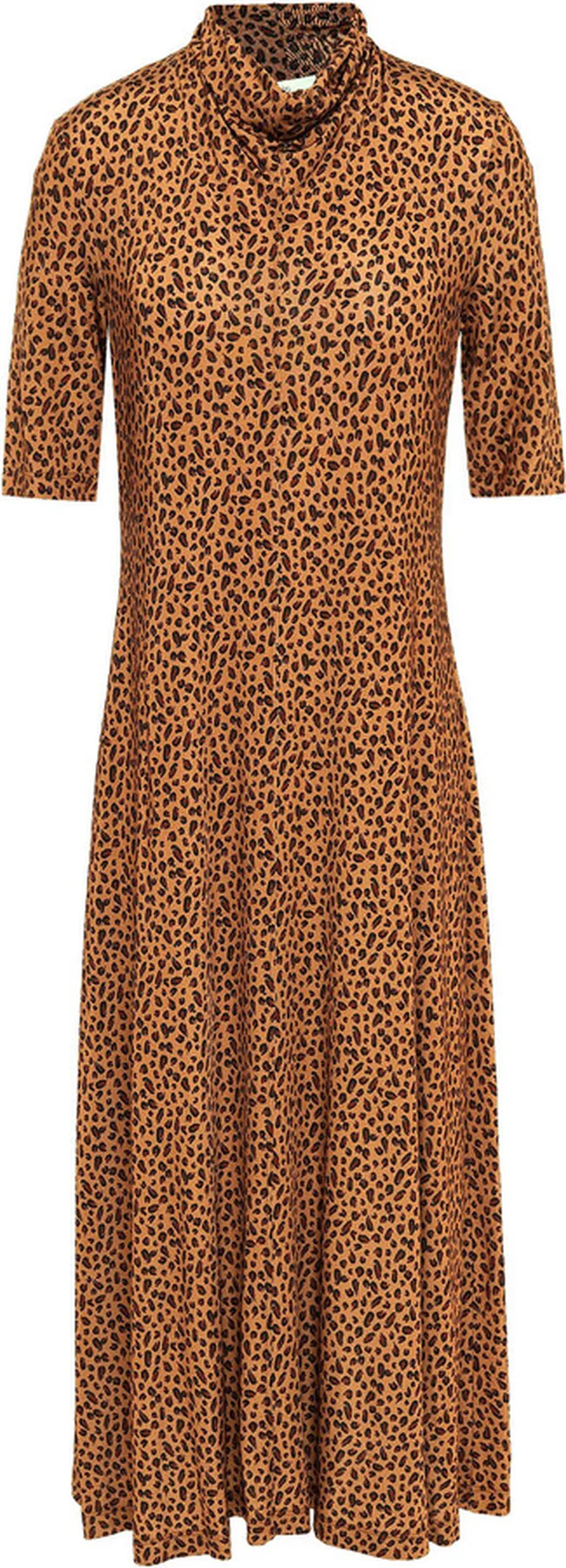 Cowl leopard-print jersey midi dress