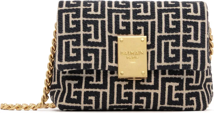 Balmain Black & Off-White Mini 1945 Bag