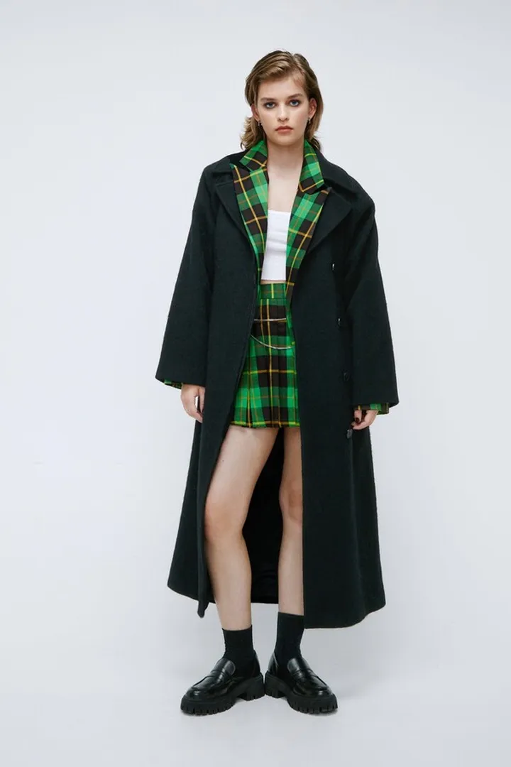 Nasty Gal Womens Fuzzy Wool Blend Longline Coat