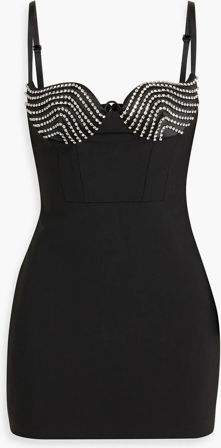 Crystal-embellished grain de poudre mini dress