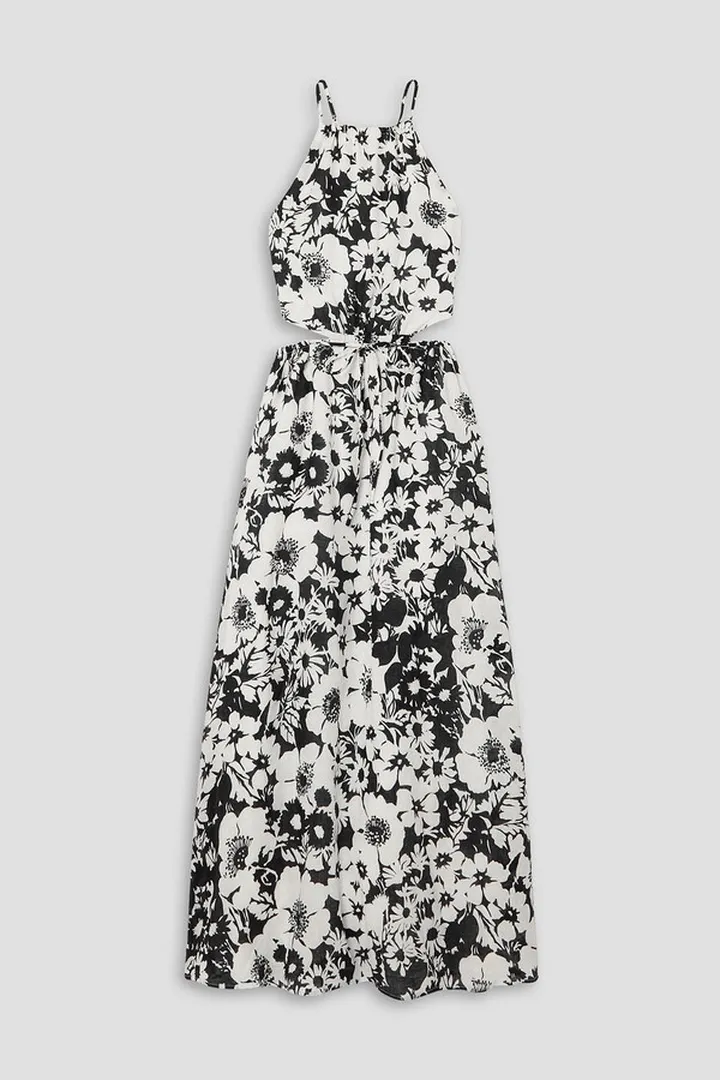 La Piedra cutout floral-print linen maxi dress