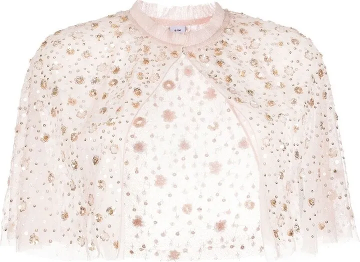 Maybelle sequin-embellished cropped cape
