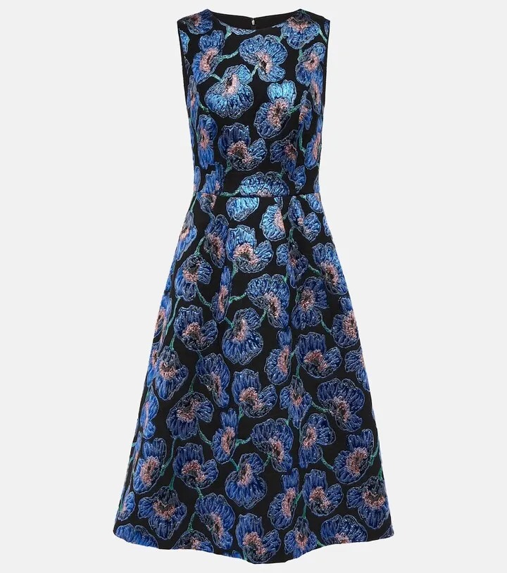 Brocade floral midi dress