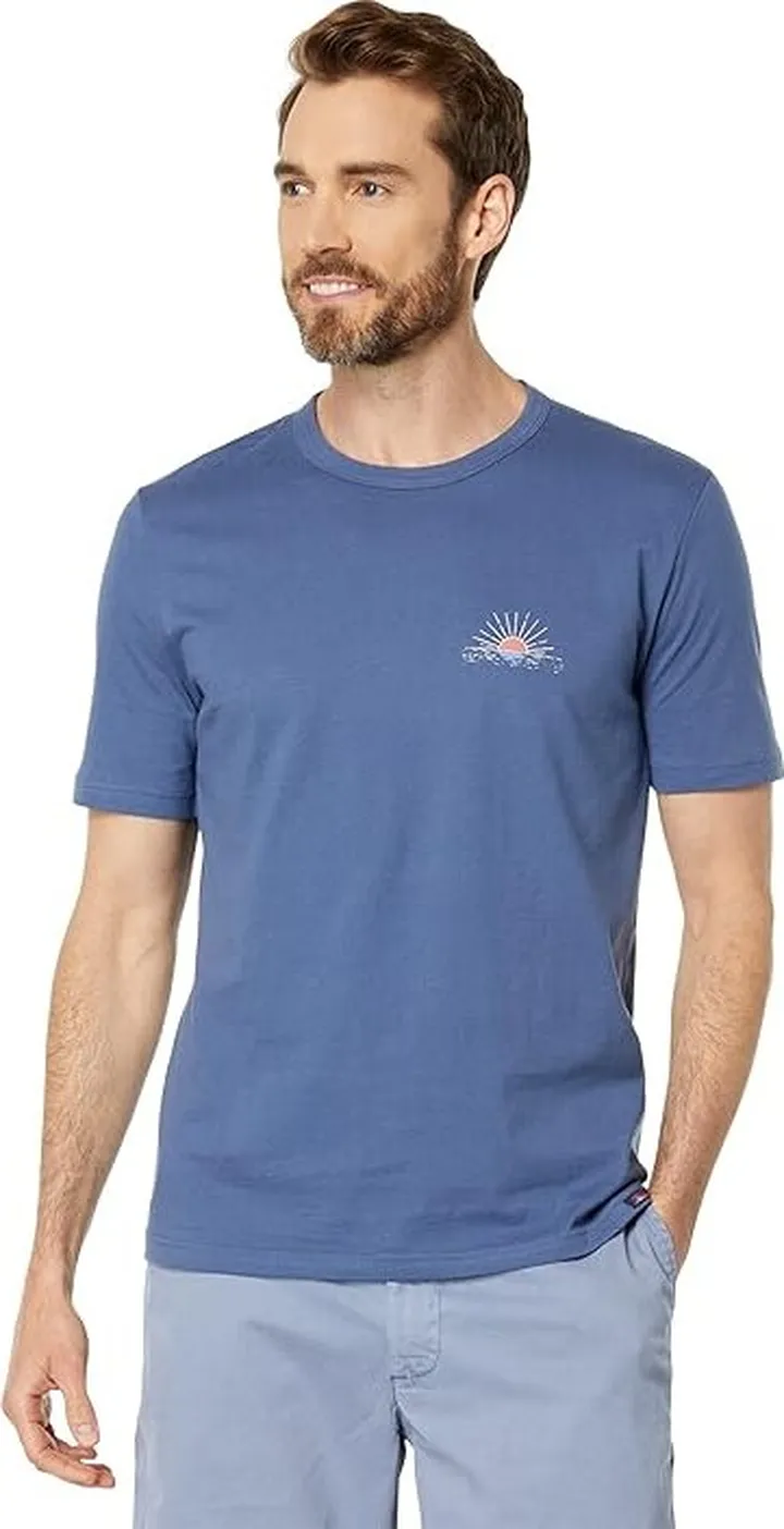 Faherty Graphic Dry Goods Tee (Faded Navy) Men's Clothing