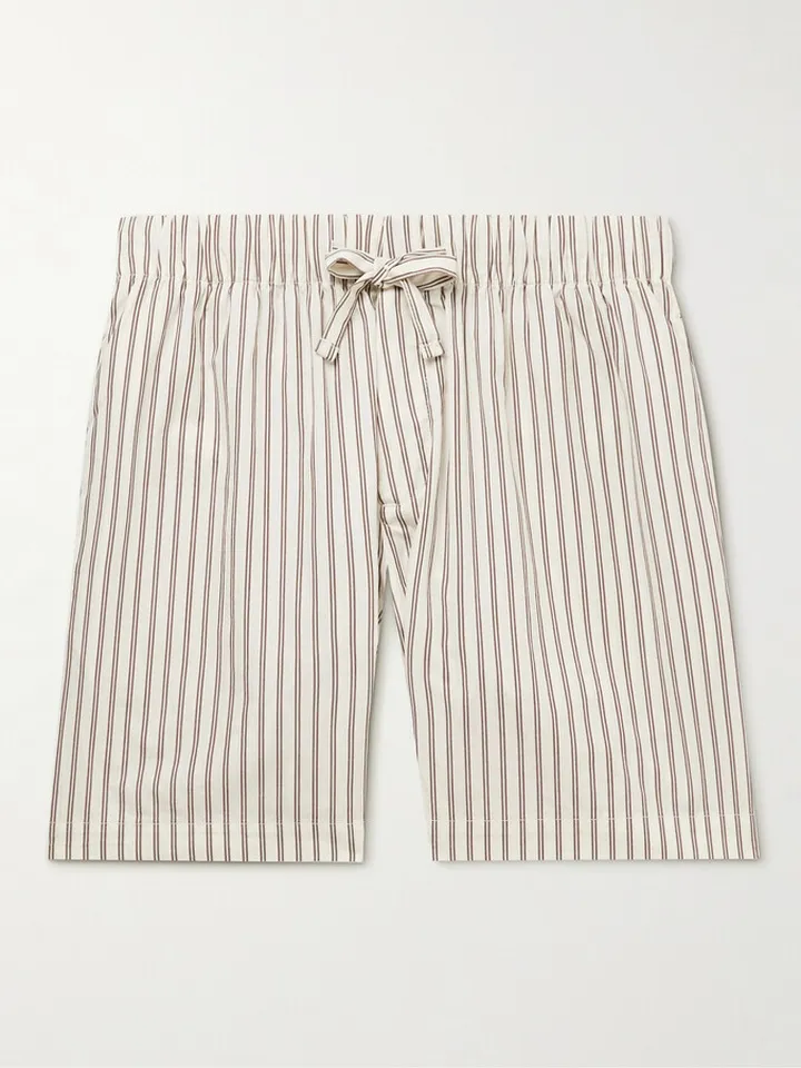 Striped Organic Cotton-Poplin Pyjama Shorts