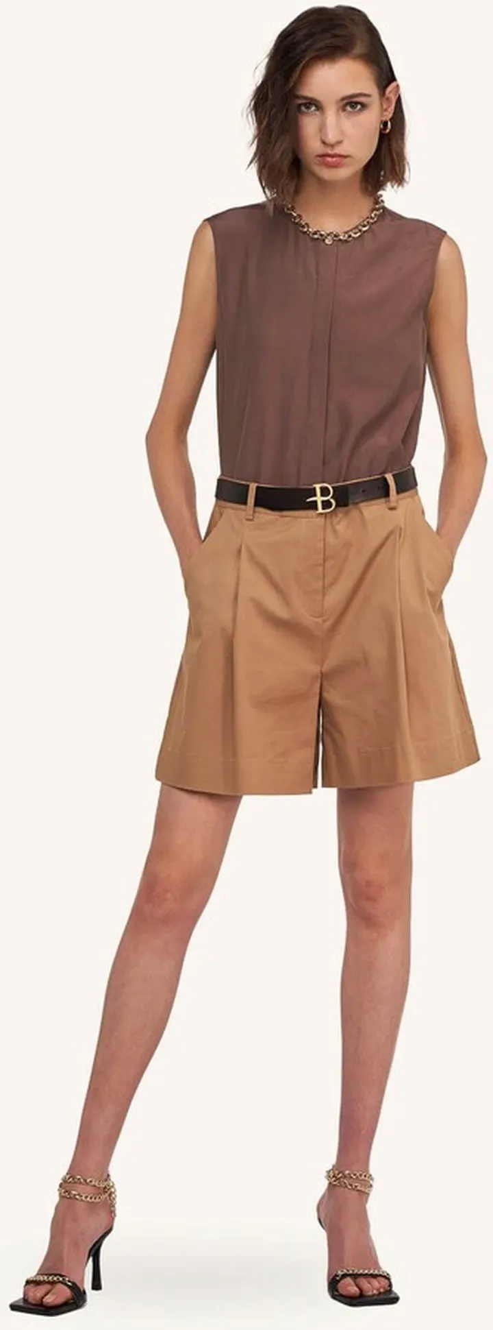 Gabardine Bermuda With Pleats