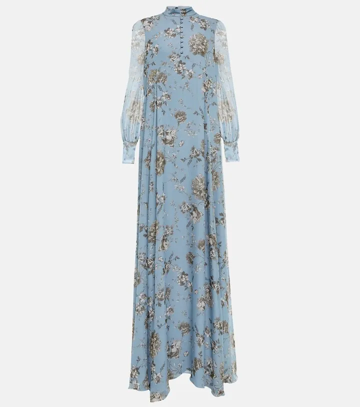 Justine floral silk voile gown