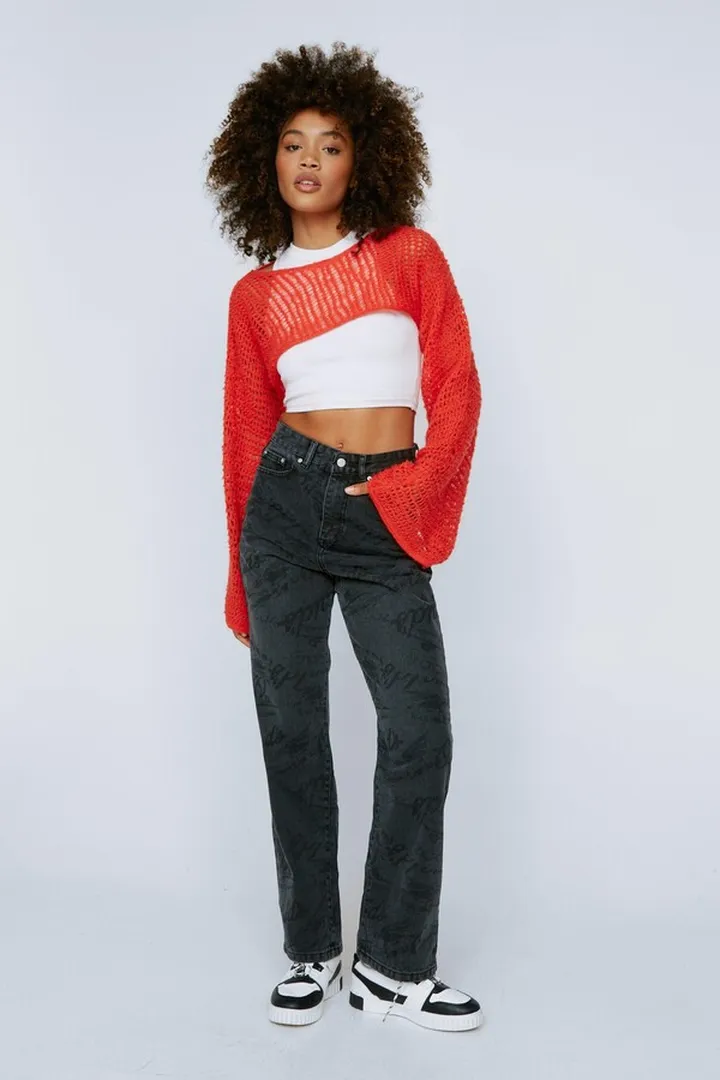 Nasty Gal Womens Car Print Boyfriend Denim Jeans