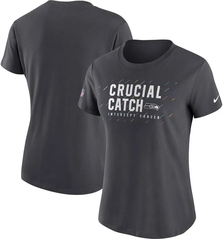 Women's Nike Anthracite Seattle Seahawks 2021 Nfl Crucial Catch Performance T-shirt