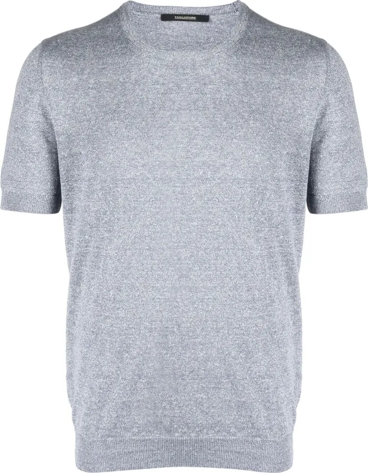 melange fine-knit T-shirt