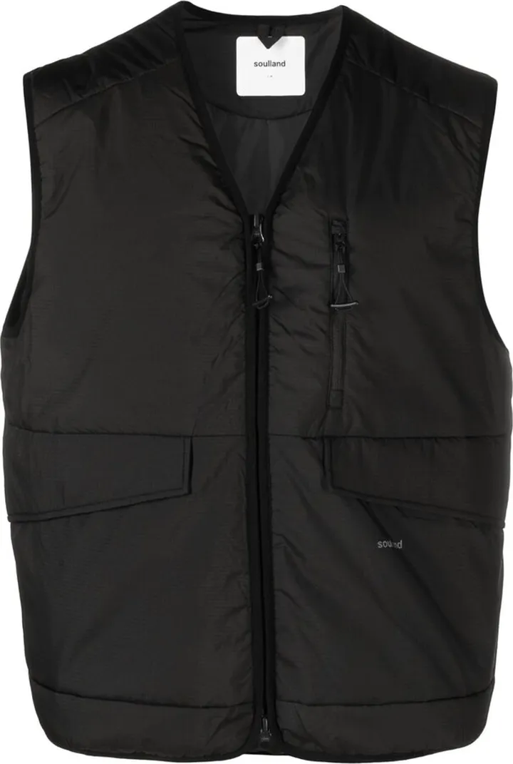Clay logo-print padded vest