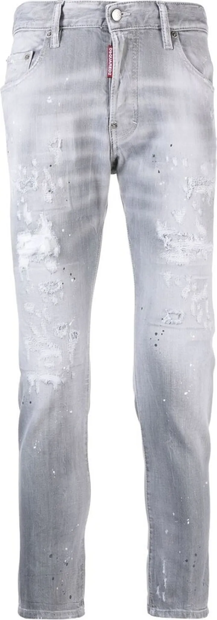 Faded Distressed Slim-Fit Jeans