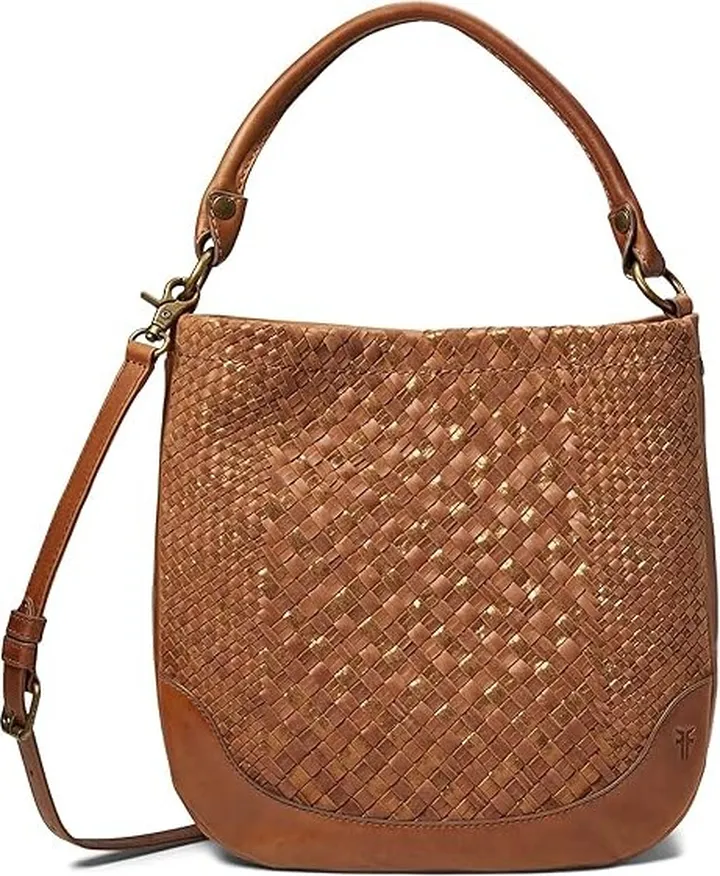 Frye Melissa Metallic Basket Woven Hobo (Cognac) Handbags